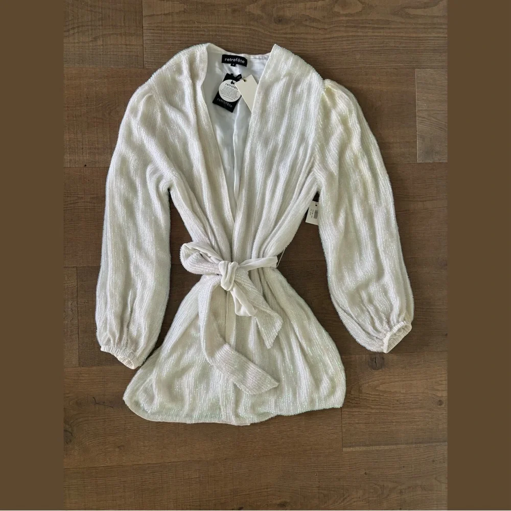 retrofete gabrielle sequin belted robe mini dress new nwt - Picture 2 of 9
